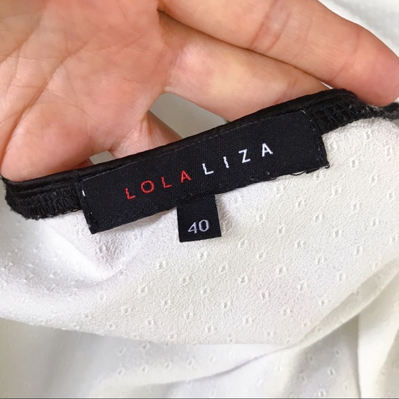 🐚 LOLA LIZA OFF-WHITE BLACK TRIM BLOUSE! - Picture 7 of 10